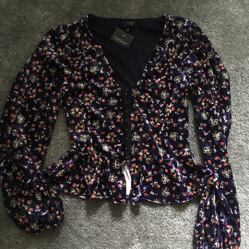 Topshop Velvet Floral Top
